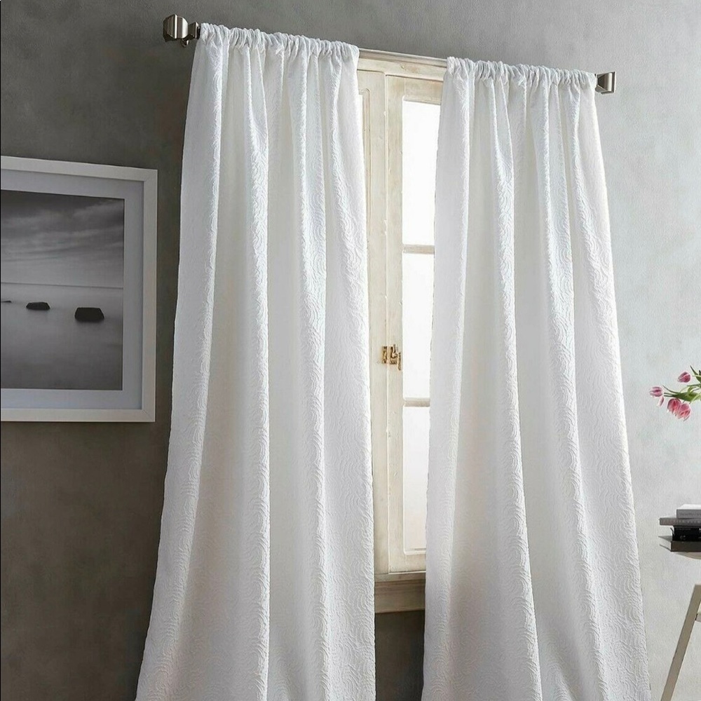 DKNY 96” ivory textured curtains